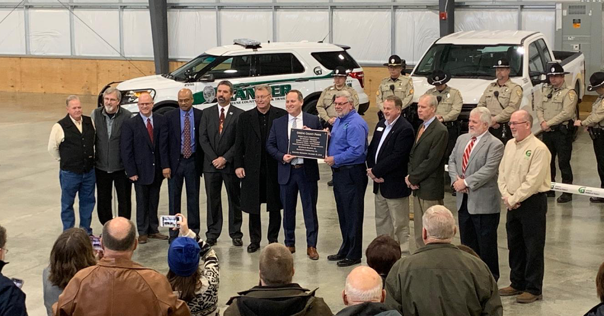 Ribbon-cutting at new Greene County Parks Facility.